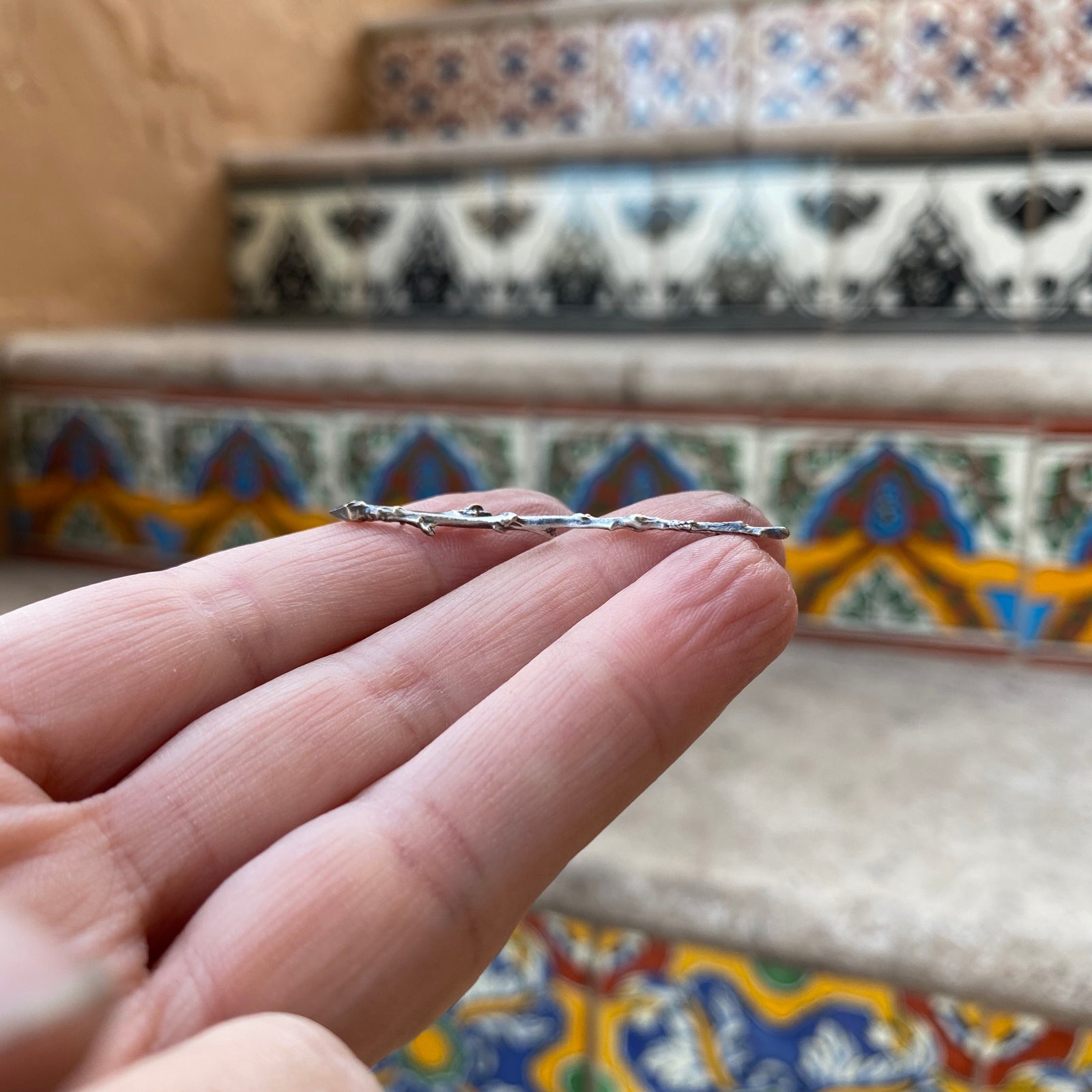 cast twig for jewelry making on fingers